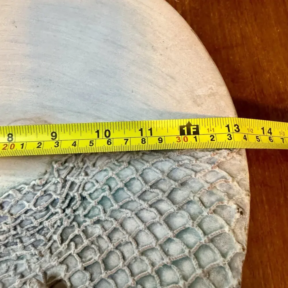 Vintage Portugal Earthenware Pottery Seashell Fish Net Decorative Bowl 12”